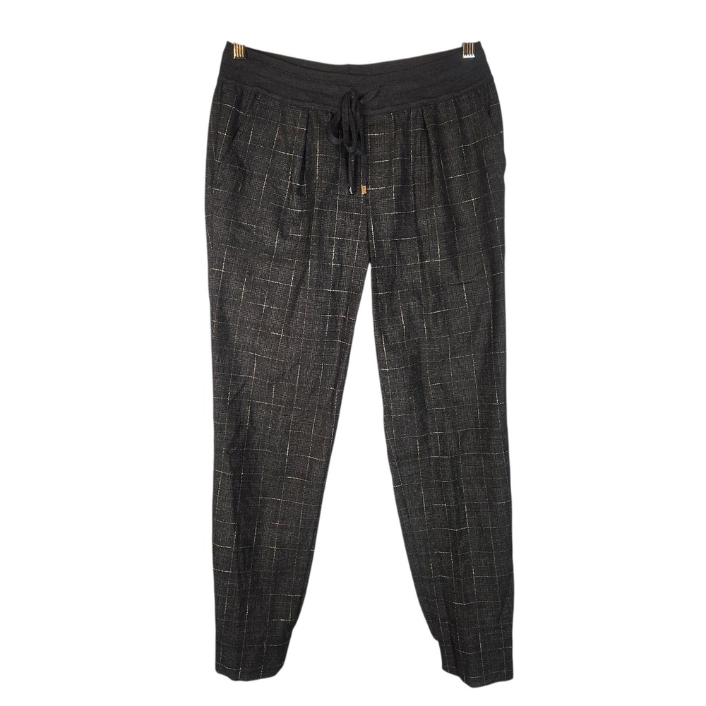 Lorena Antoniazzi Virgin Wool Trousers Women's 4 40 Black Windowpane Plaid